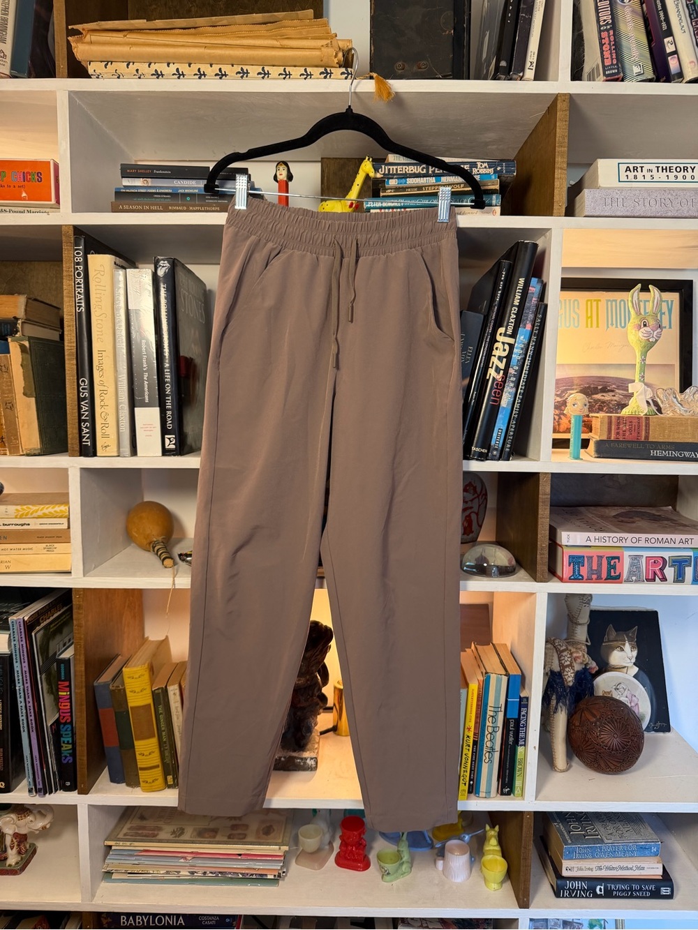 Casual Elastic-Waist Pants in Taupe